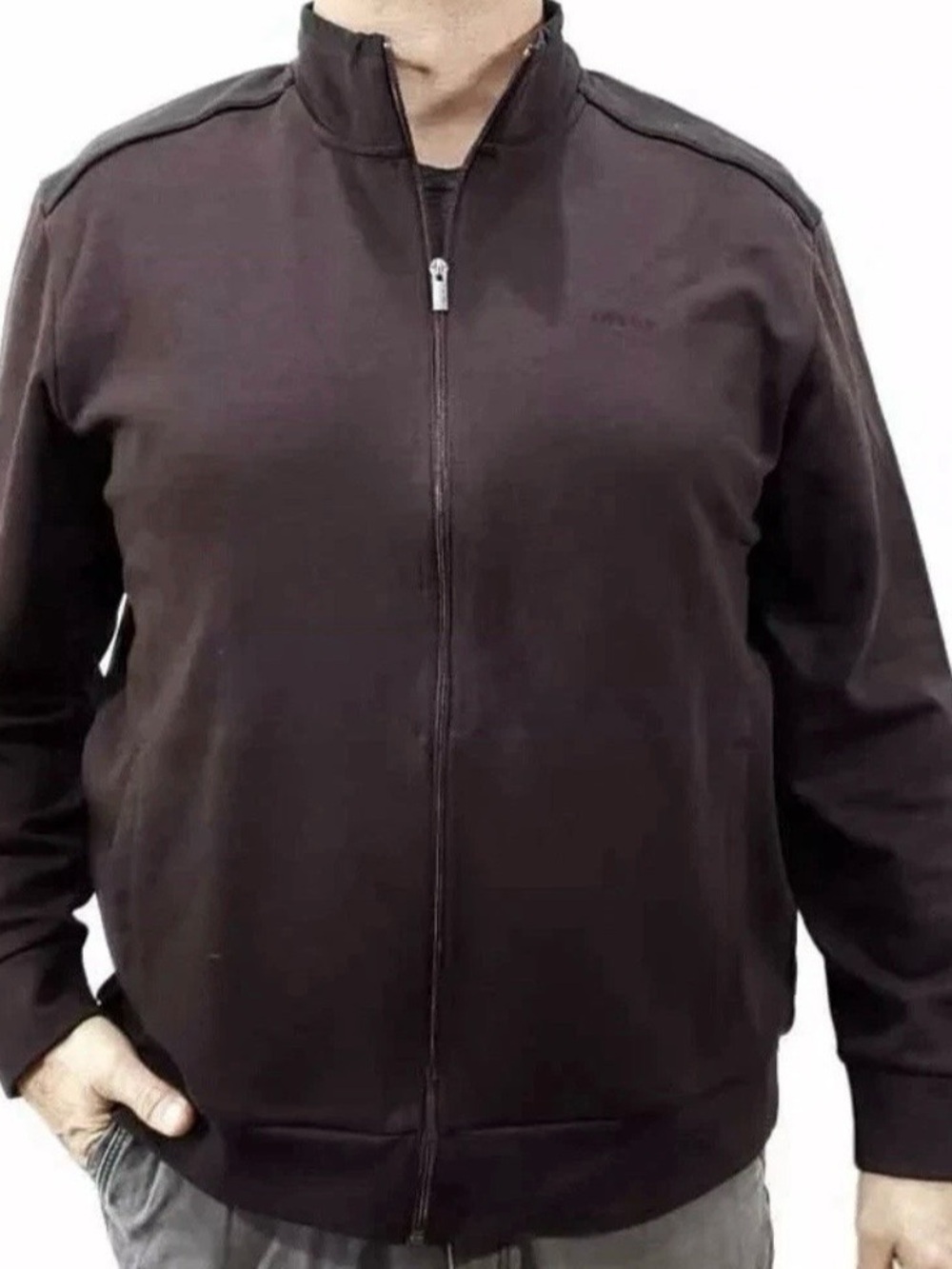 Calvin Klein Full Zip Jacket Men's 2XL Raspberry Chocolate Mock Neck Casual Soft